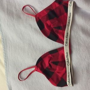 CALVIN KLEIN triangle bra plaid large